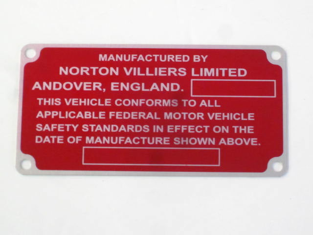 06-1441 Registration plate Norton Commando Villiers Limited Andover England