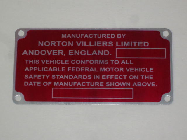 06-1441 Registration plate Norton Commando Villiers Limited Andover England