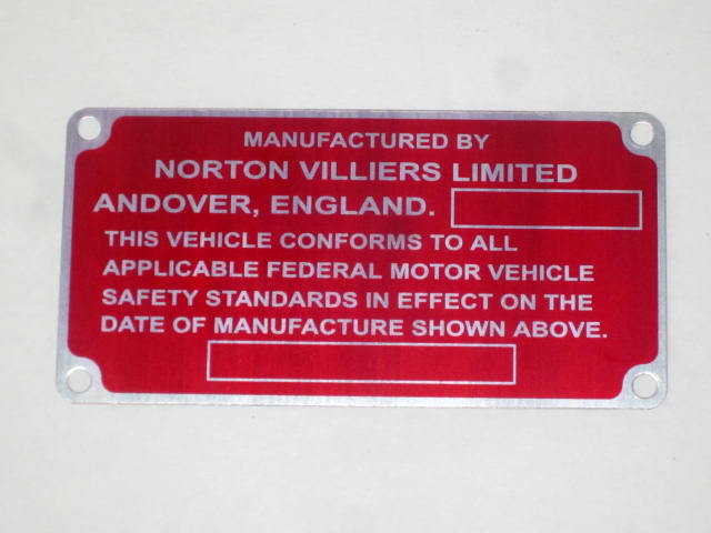 06-1441 Registration plate Norton Commando Villiers Limited Andover England