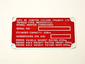 Registration Badge red frame tag ID plate 850 Norton Commando NOS Villiers