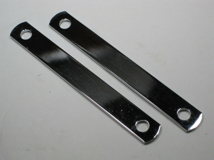 2 each Exhaust Bracket 5" long x 1" chrome universal bobber muffler hanger strap * !