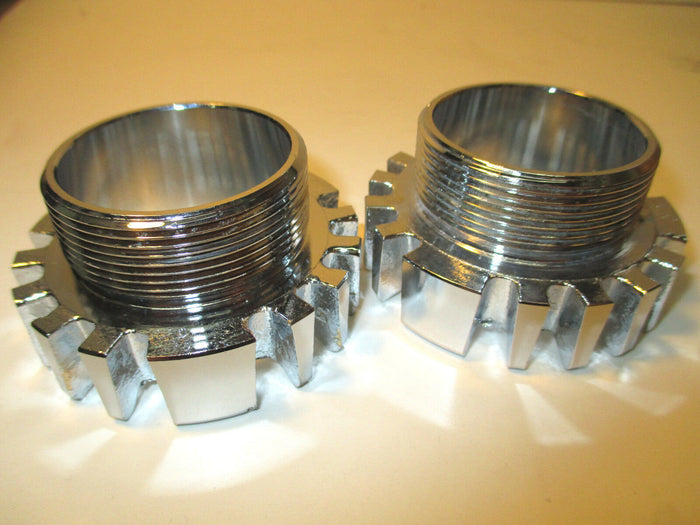 2 Exhaust pipe nuts Norton Commando 850 MK2 MK3 long threads 06-3555 lockring