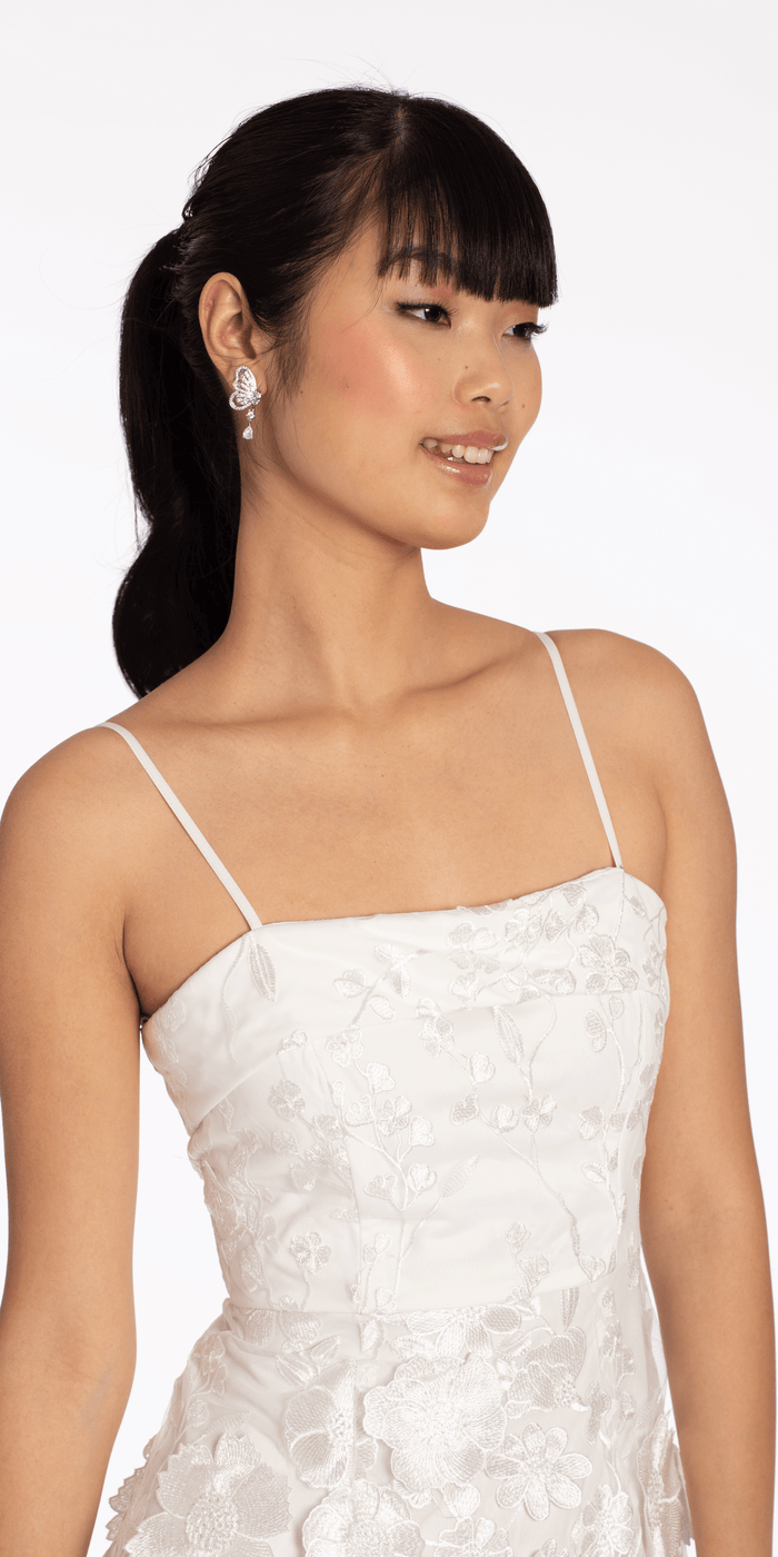 3 D Floral Tulle Embroidered Foldover Sheath Dress - Camille La Vie