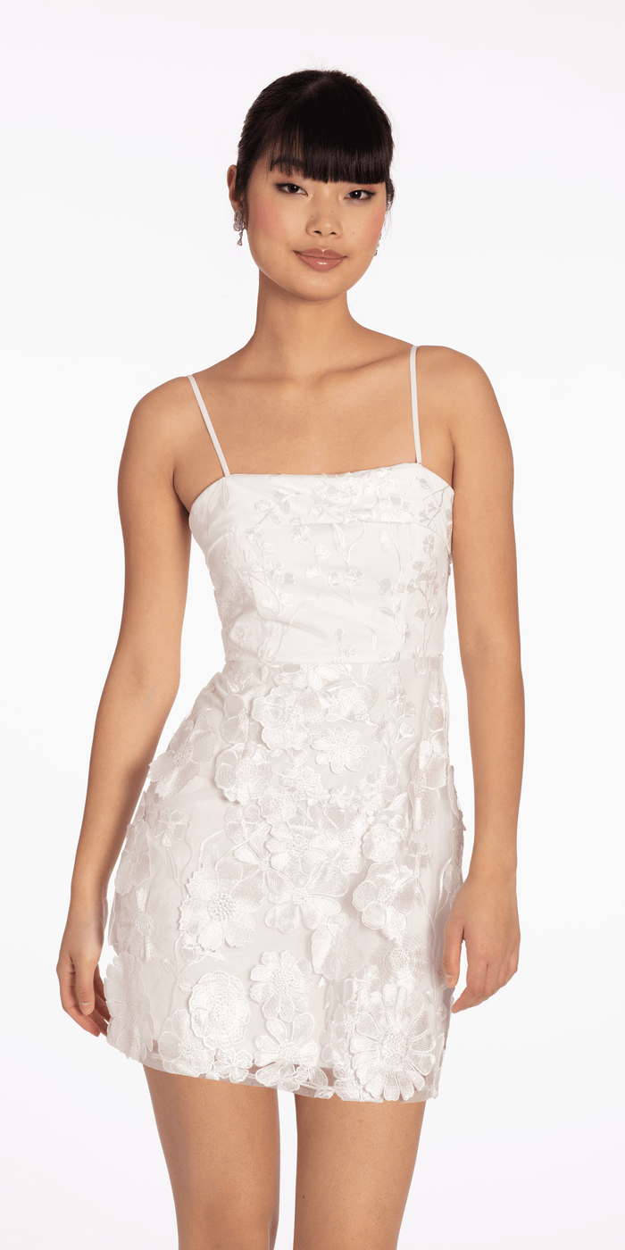 3 D Floral Tulle Embroidered Foldover Sheath Dress - Camille La Vie