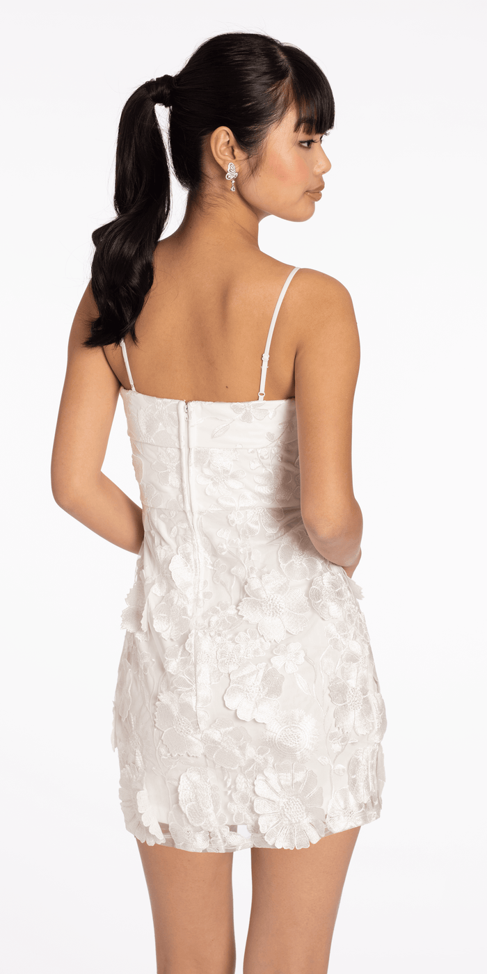 3 D Floral Tulle Embroidered Foldover Sheath Dress - Camille La Vie