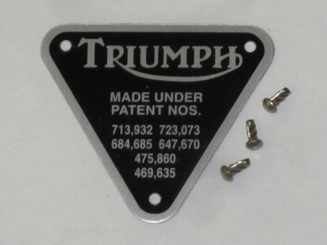 70-4016 60-1802 70-4016 PATENT PLATE TRIUMPH unit 650CC w rivets