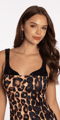 Animal Print Scuba Tank Bodycon Dress with Beading - Camille La Vie