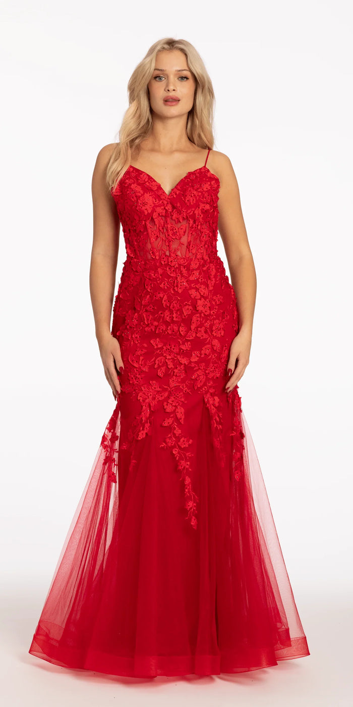 red/size/4/missy/Camille La Vie/Beaded Embroidered Mesh Lace Trumpet Dress with Godets/alt