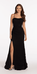 black/size/4/Camille La Vie/Beaded Stretch Lace Corset Trumpet Dress /front alt