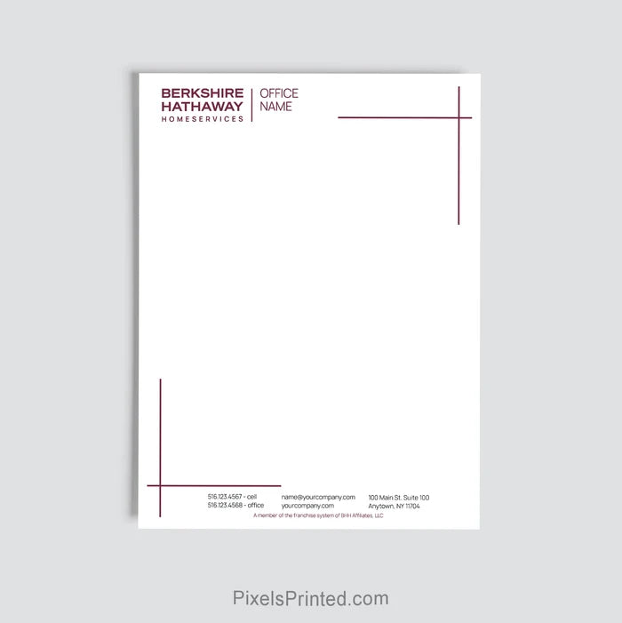 Berkshire Hathaway HomeServices agent letterhead for real estate offices