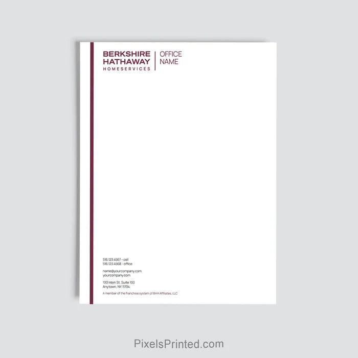 Berkshire Hathaway HomeServices brokerage letterhead personalized with office details