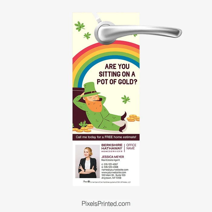 Berkshire Hathaway festive St. Patrick’s Day real estate door hanger PixelsPrinted