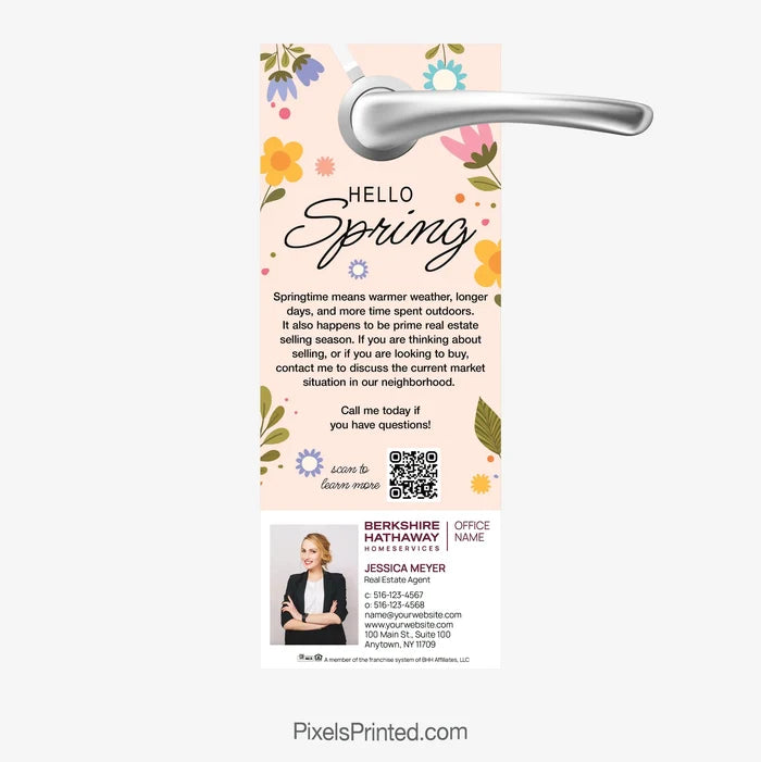 Berkshire Hathaway hello spring real estate door hanger PixelsPrinted