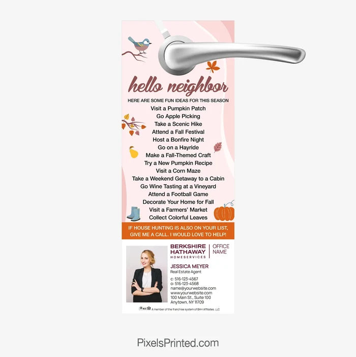Berkshire Hathaway real estate fall autumn door hangers PixelsPrinted