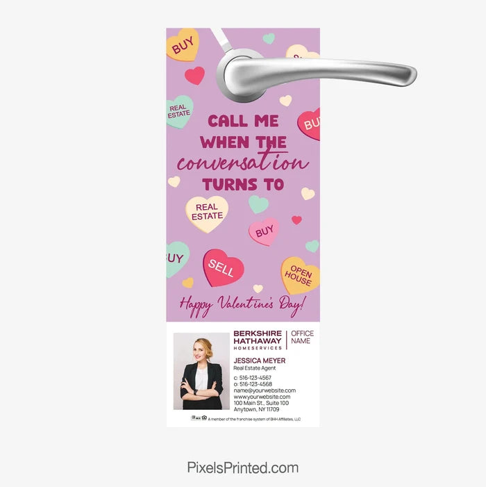 Berkshire Hathaway Valentine’s Day real estate farming door hanger PixelsPrinted