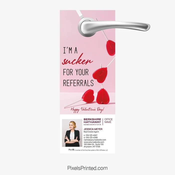 Berkshire Hathaway Valentine’s Day real estate referrals door hanger PixelsPrinted