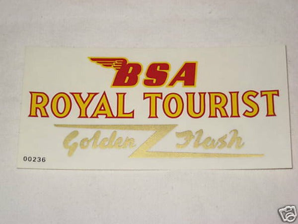 BSA motorcycle Royal Tourist side cover golden flash vinyl decal peel and stick