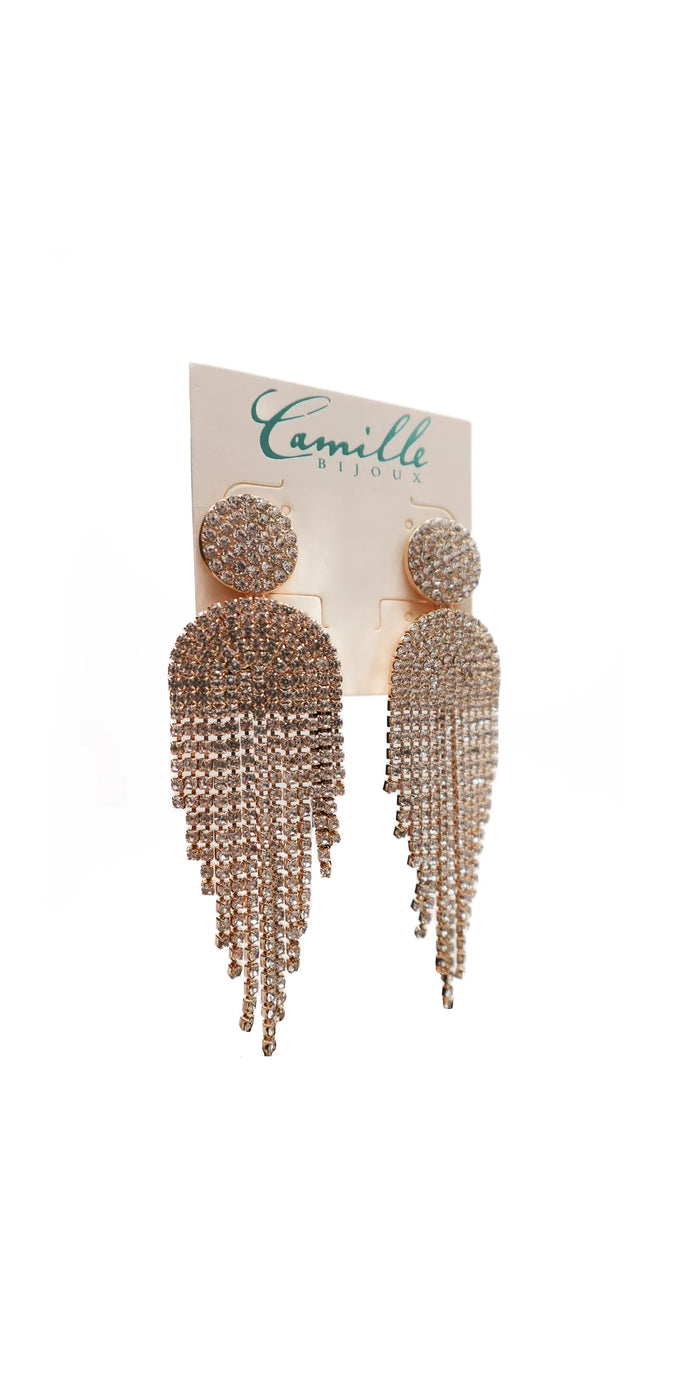 gold/one size/Camille La Vie/Button Post Graduated Rhinestone Earrings / alt 2