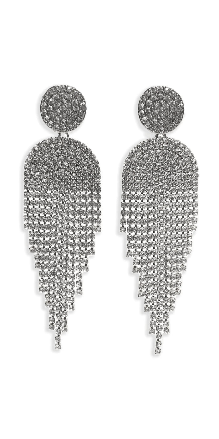 silver/one size/Camille La Vie/Button Post Graduated Rhinestone Earrings /front