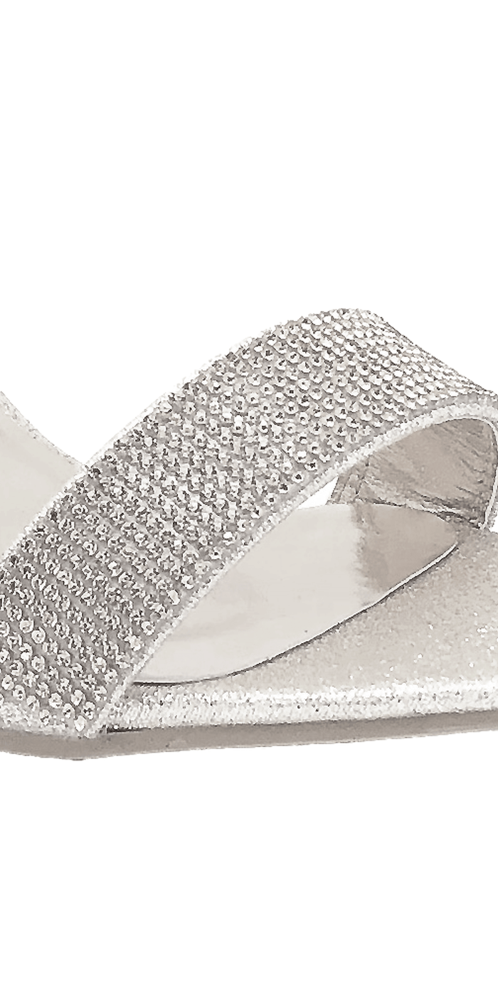 silver/size/6/Camille La Vie/Caroi Rhinestone Mid Heel Zip Back Ankle Strap Sandal /close up