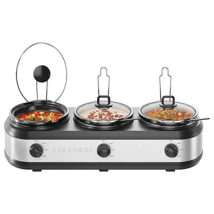 Chefman Triple Slow Cooker With Lids
