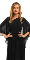 black/size/m/missy/Camille La Vie/Chiffon Convertible Cape/front