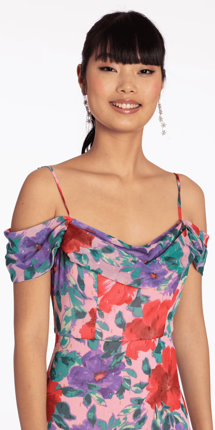 Chiffon Watercolor Tiered Asymmetrical Dress - Camille La Vie