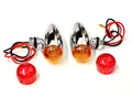 Chrome Slimline Bullet Light Set marker Amber/Red motorcycle turn signal