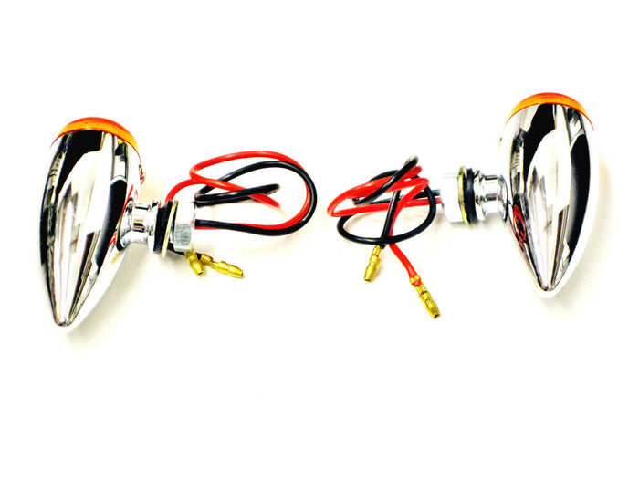 Chrome Slimline Bullet Light Set marker Amber/Red motorcycle turn signal