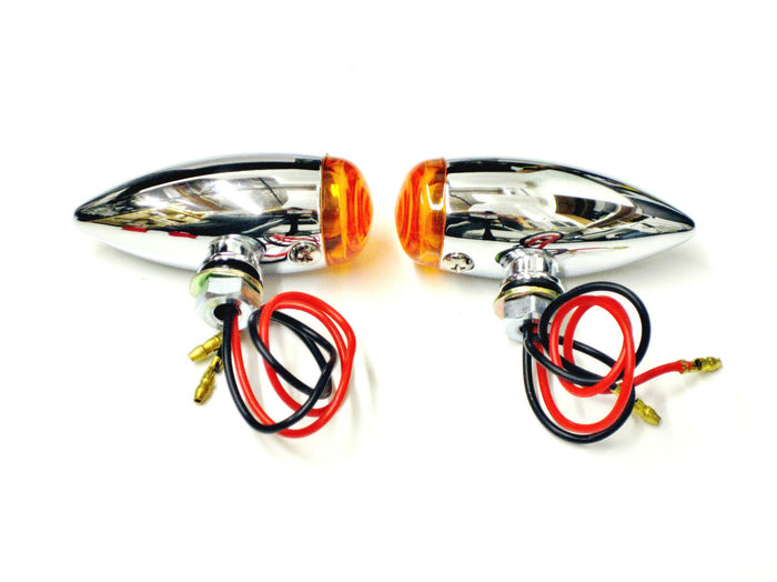 Chrome Slimline Bullet Light Set marker Amber/Red motorcycle turn signal