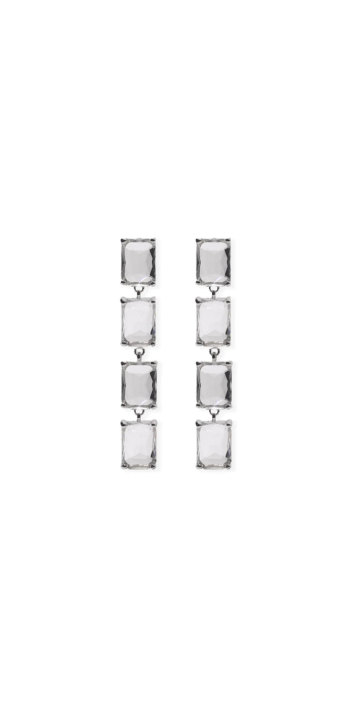 silver/one size/Camille La Vie/Chunky Gemstone Drop Earrings /front 2