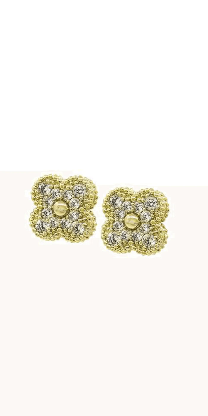 Clover Rhinestone Stud Earrings - Camille La Vie