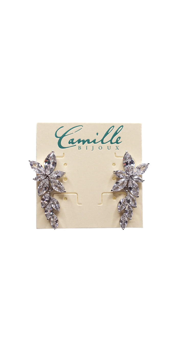 silver/one silver/Camille La Vie/Cluster Stone Drop Cubic Zirconia Earrings /alt