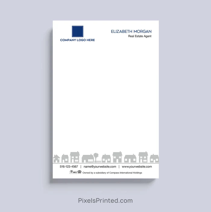 Coldwell Banker realtor notepad with neighborhood houses design