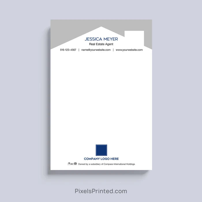 Coldwell Banker realtor notepad with house roof design and personalized branding