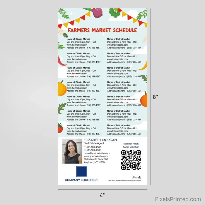 Coldwell Banker realty Farmers Market Schedule Postcard Magnets PixelsPrinted