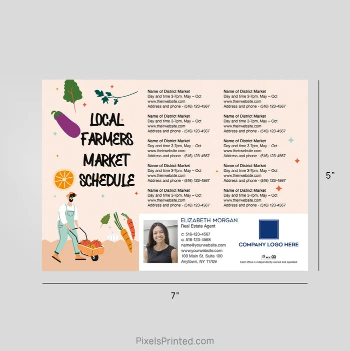 Coldwell Banker realty Farmers Market Schedule Postcard Magnets PixelsPrinted