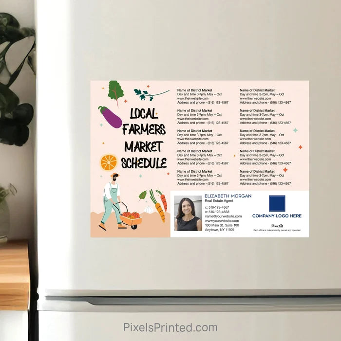 Coldwell Banker realty Farmers Market Schedule Postcard Magnets PixelsPrinted