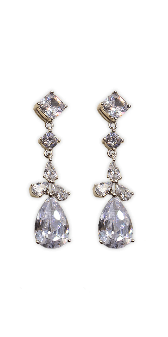 silver/one size/ Camille La Vie/Cubic Zirconia Drop Earrings/front alt