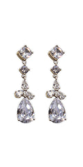 silver/one size/ Camille La Vie/Cubic Zirconia Drop Earrings/front