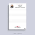 Personalized real estate agent notepad with headshot, logo and contact information