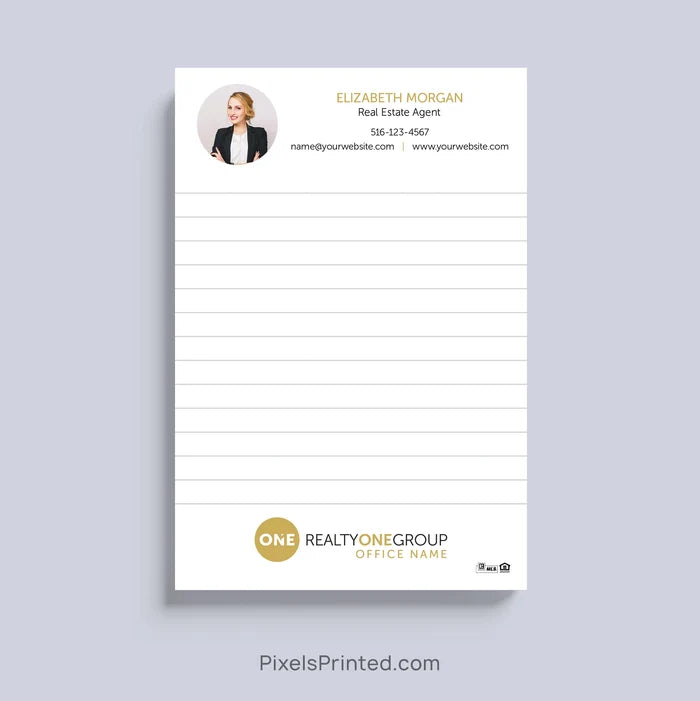 Custom Realty ONE Group real estate agent notepad with personalized