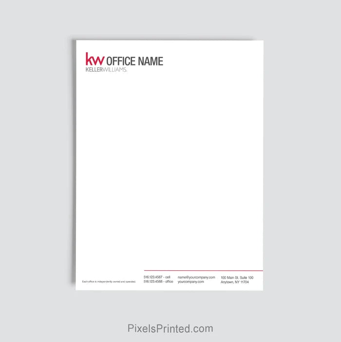 Personalized Keller Williams real estate letterhead for agents