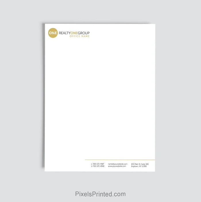 Realty ONE Group agent letterhead personalized for a real estate office