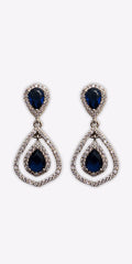silver/one size/ Camille La Vie/Double Teardrop Cubic Zirconia Earrings /front