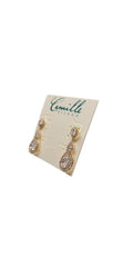 gold/ one size/Camille La Vie/Double Teardrop Halo Earrings /front alt