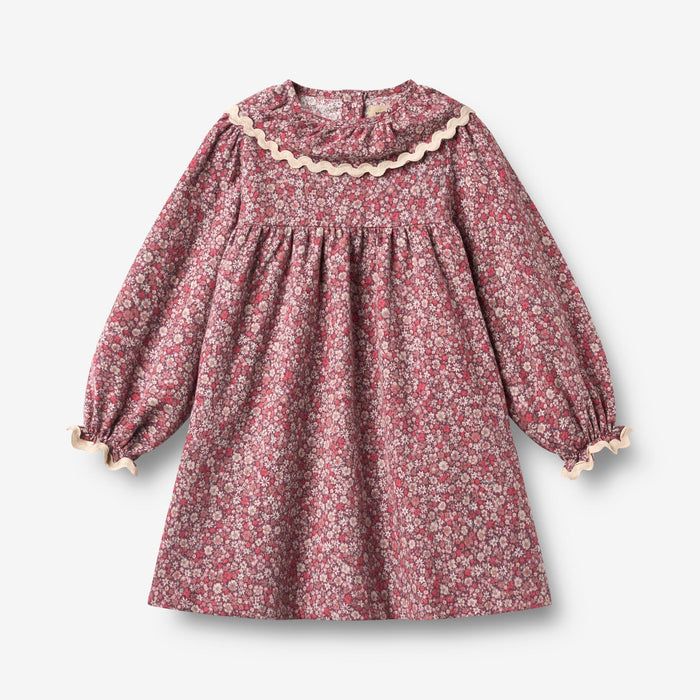 Wheat Main Dress L/S Collar Elvira Dress 9773 grape flowers