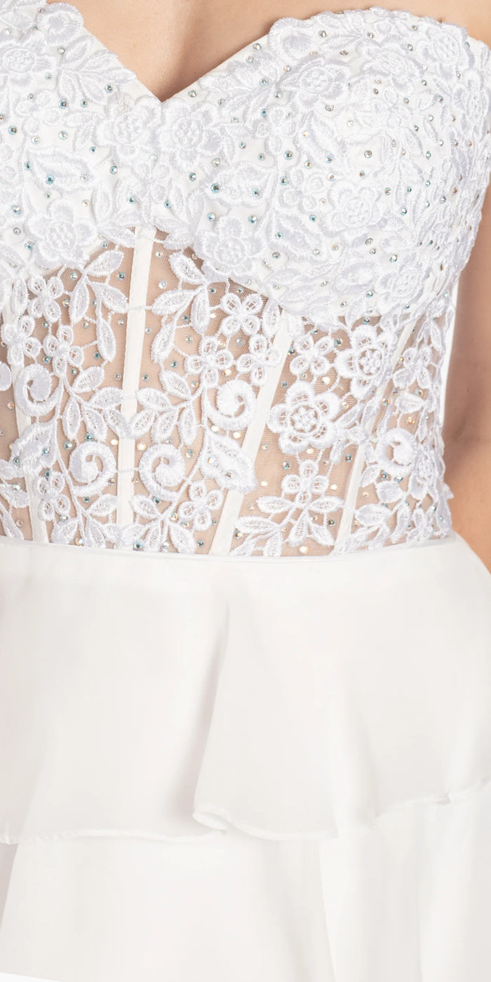 ivory/size/4/missy/Camille La Vie/Embroidered Strapless Chiffon Tiered Corset Ballgown/swatch