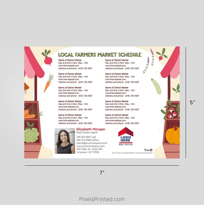ERA Real Estate Farmers Market Schedule Postcard Magnets postcard magnets PixelsPrinted