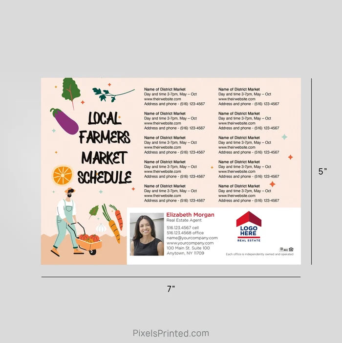 ERA Real Estate Farmers Market Schedule Postcard Magnets postcard magnets PixelsPrinted
